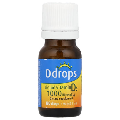 Ddrops, Liquid Vitamin D3, 1000 IU, 0.17 fl oz (5 ml)