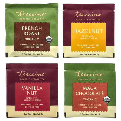 Teeccino, Roasted Herbal Tea Sampler, 4 Flavors, Caffeine Free, 12 Tea Bags, 2.54 oz (72 g)