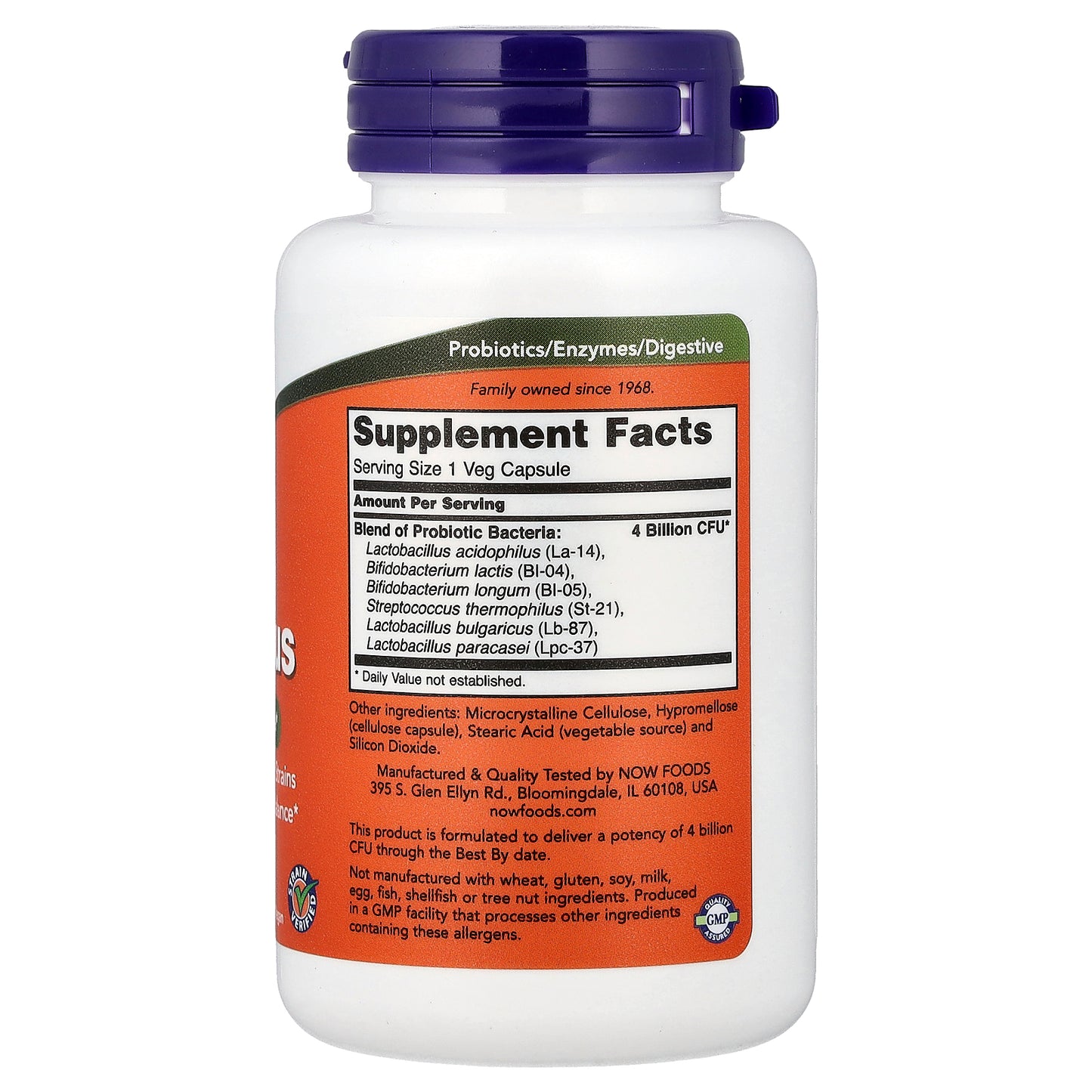 NOW Foods, 4x6 Acidophilus, 120 Veg Capsules