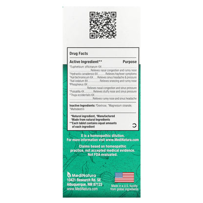 MediNatura, BHI, Sinus, 100 Tablets