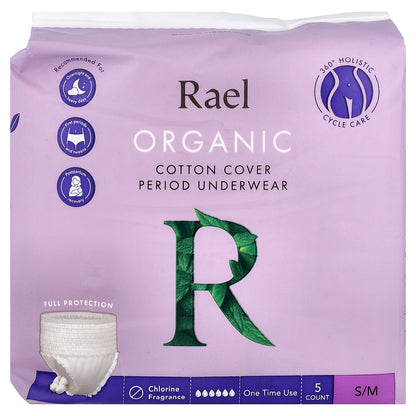 Rael, Organic Cotton Cover Period Underwear, S/M, 5 Count