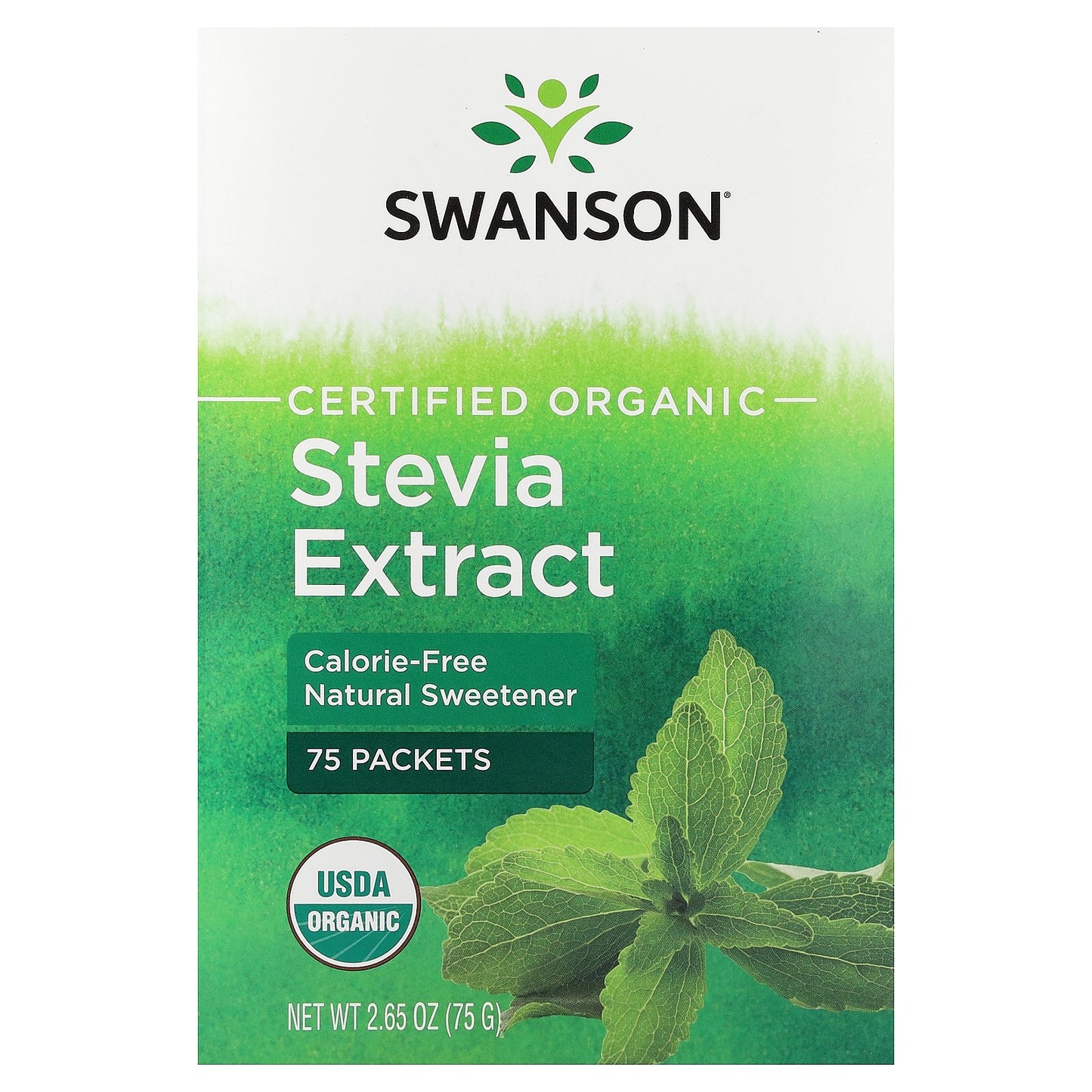 Swanson, Certified Organic Stevia Extract, 75 Packets, 2.65 oz (75 g)