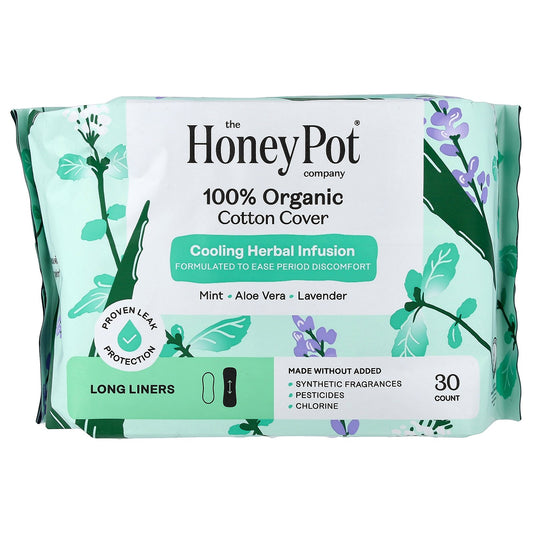 The Honey Pot Company, 100% Organic Cotton Cover,  Long Liners, 30 Count