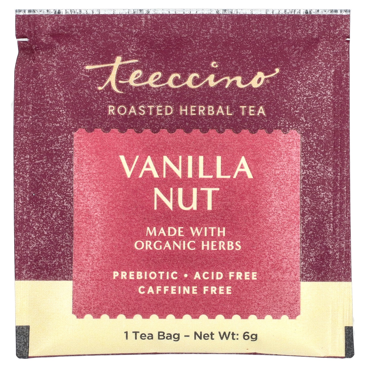 Teeccino, Roasted Herbal Tea, Vanilla Nut, Caffeine Free, 10 Tea Bags, 2.12 oz (60 g)