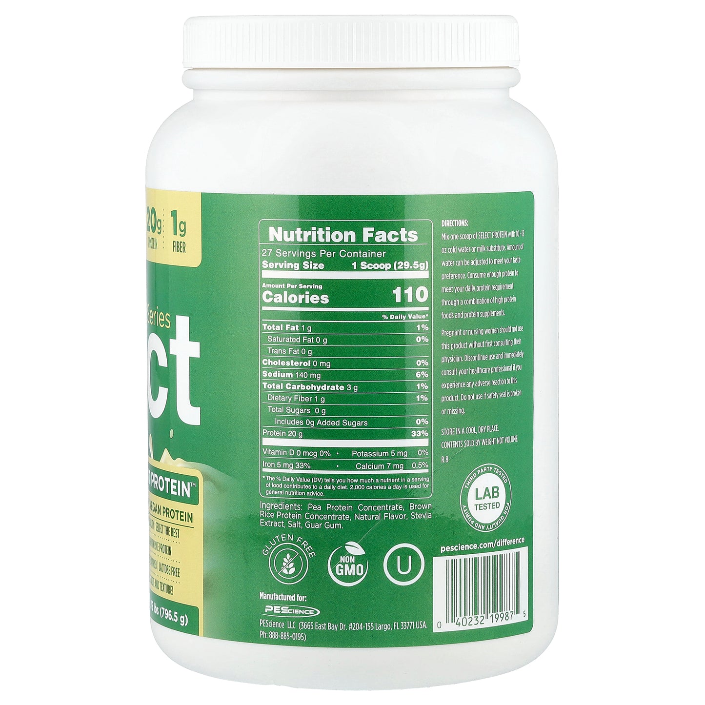 PEScience, Vegan Series, Select Plant Protein™, Vanilla Indulgence, 1.75 lbs (796.5 g)