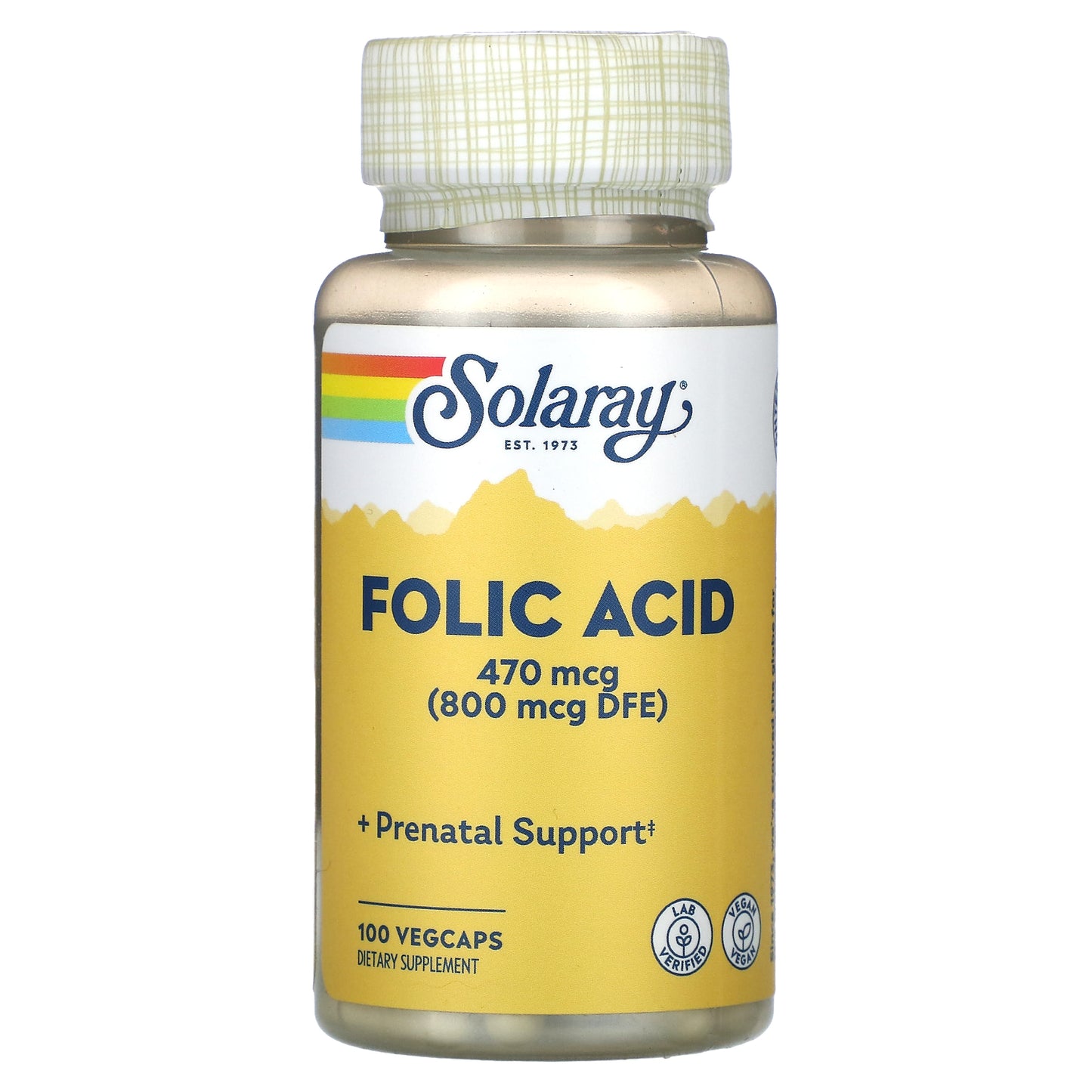 Solaray, Folic Acid, 470 mcg, 100 VegCaps (470 mcg per Capsule)