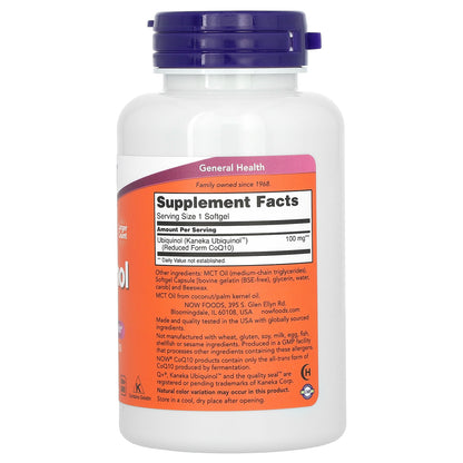 NOW Foods, Ubiquinol, 100 mg, 120 Softgels