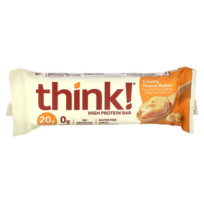 Think !, High Protein Bars, Creamy Peanut Butter, 10 Bars, 2.1 oz (60 g) Each