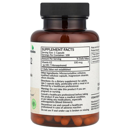 Futurebiotics, Vitamin K2 as MK-7, 100 mcg, 100 Vegetarian Capsules