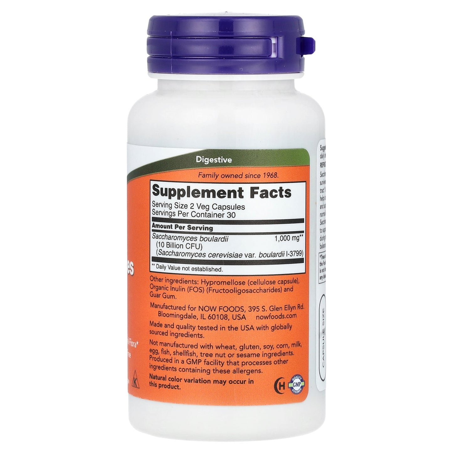 NOW Foods, Saccharomyces Boulardii, Probiotic , 5 Billion CFU, 60 Veg Capsules