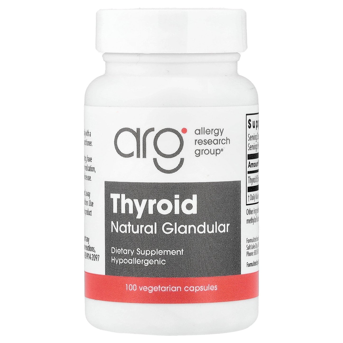 Allergy Research Group, Thyroid, Natural Glandular, 40 mg, 100 Vegetarian Capsules