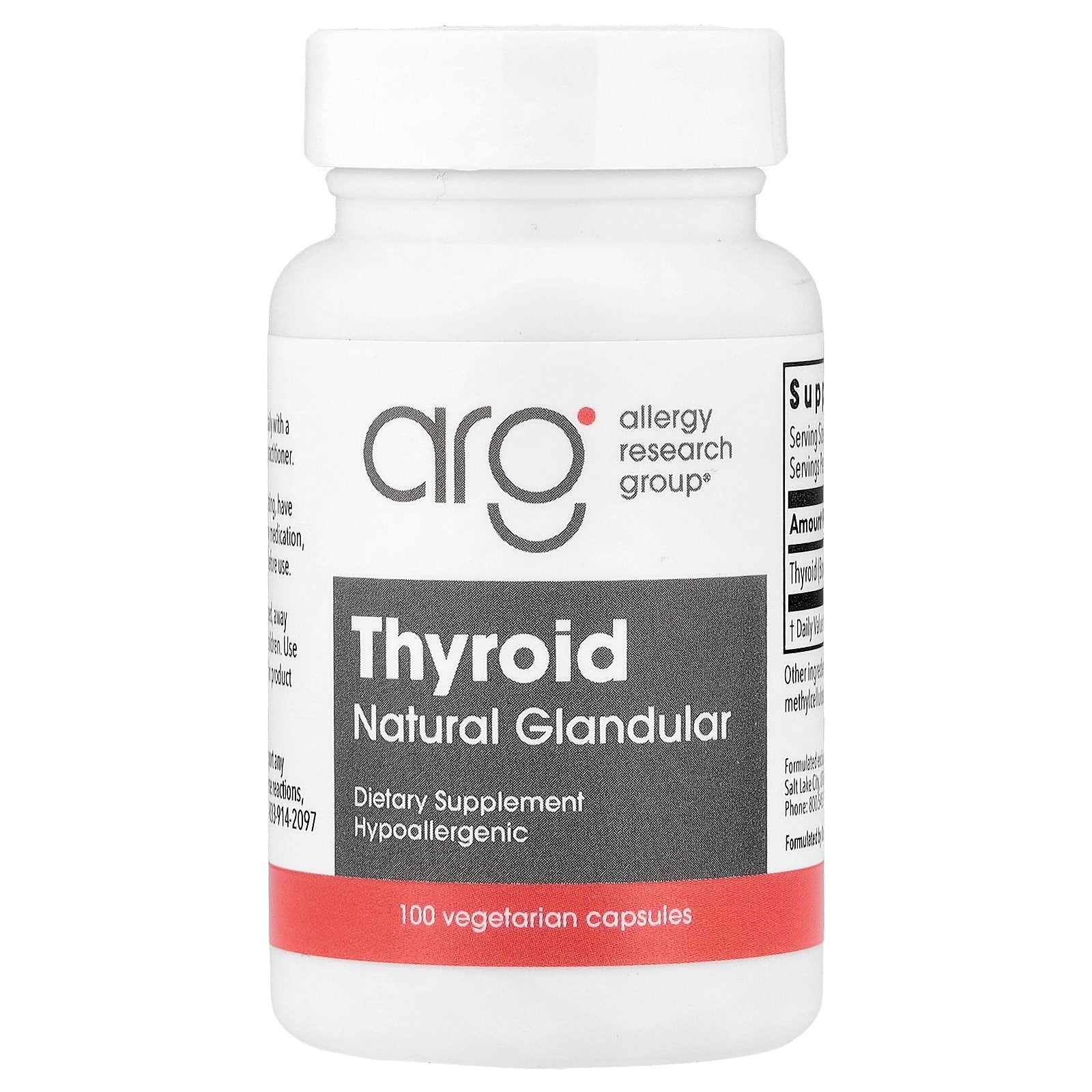 Allergy Research Group, Thyroid, Natural Glandular, 40 mg, 100 Vegetarian Capsules