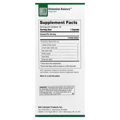 Bell Lifestyle, Histamine Balance™, 30 Veggie Capsules