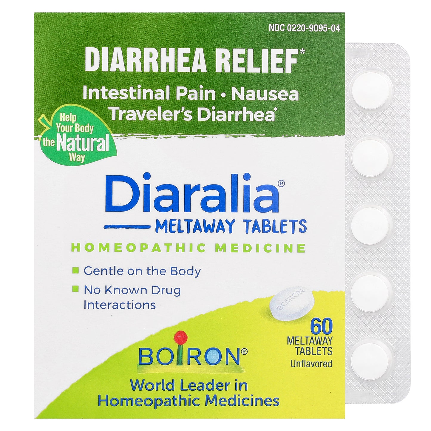 Boiron, Diaralia®, Diarrhea Relief, Unflavored, 60 Meltaway Tablets