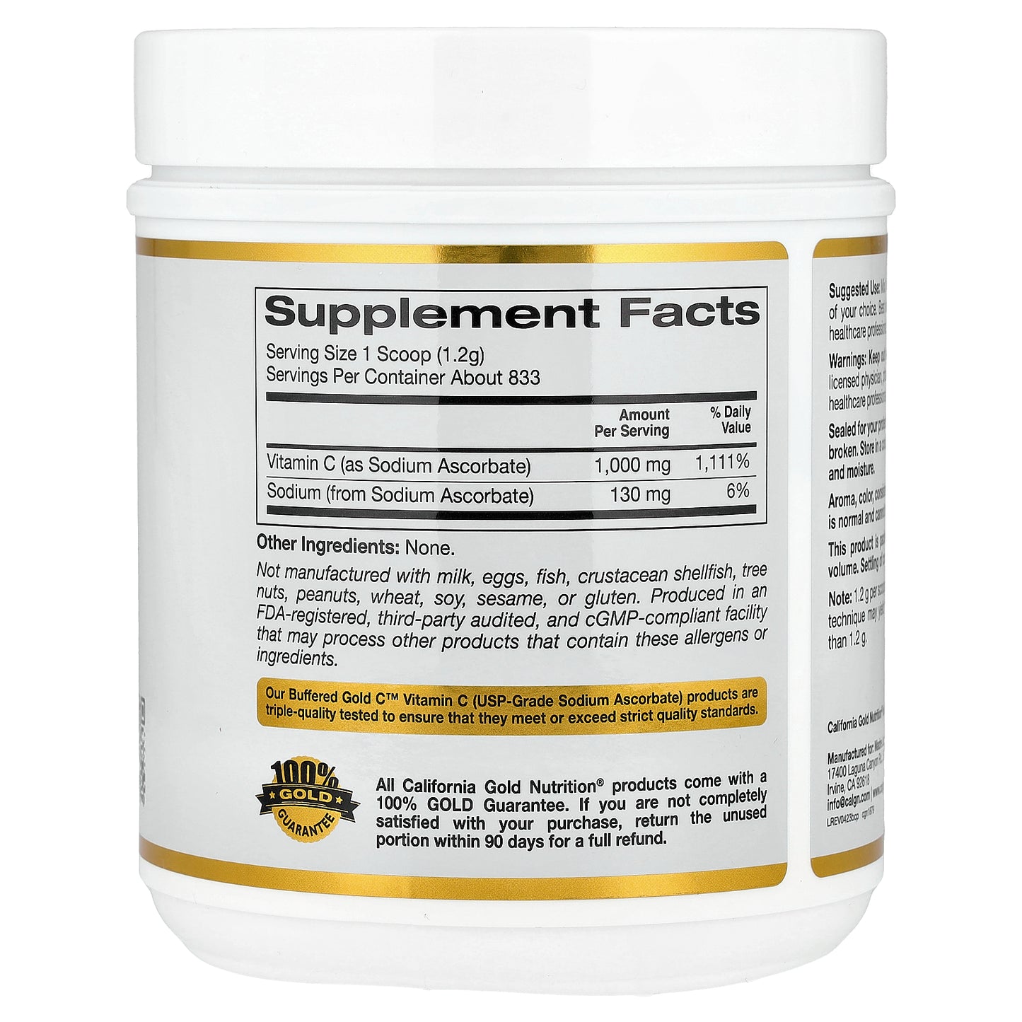 California Gold Nutrition, Buffered Gold C™, Non-Acidic Vitamin C Powder, Sodium Ascorbate, 2.2 lb (1 kg)
