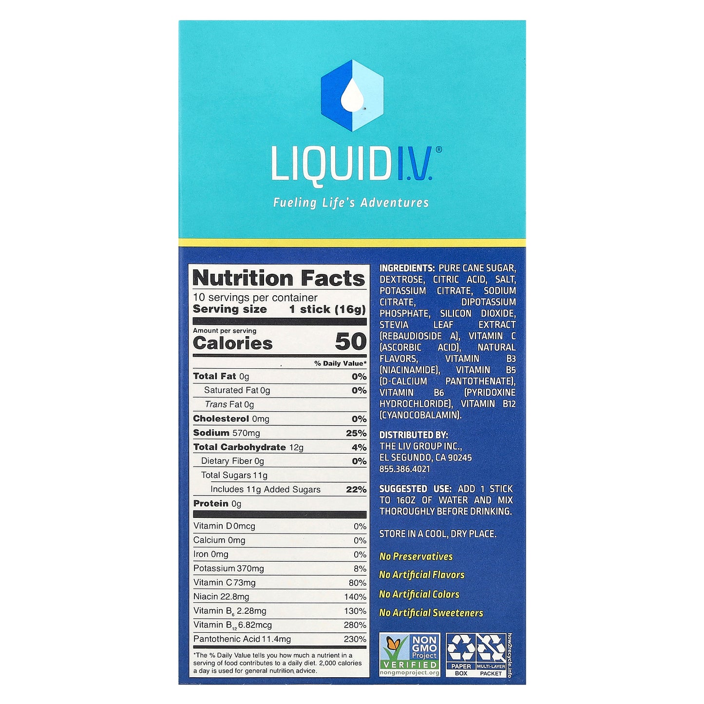 Liquid I.V., Hydration Multiplier®, Electrolyte Drink Mix, Lemon Lime, 10 Stick Packs, 0.56 oz (16 g) Each