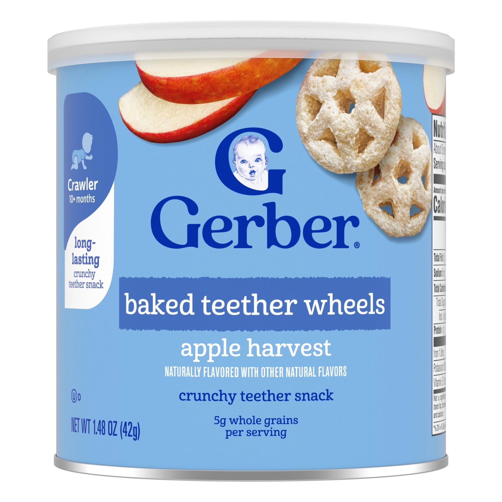 Gerber, Baked Teether Wheels, 10+ Months, Apple Harvest, 1.48 oz (42 g)