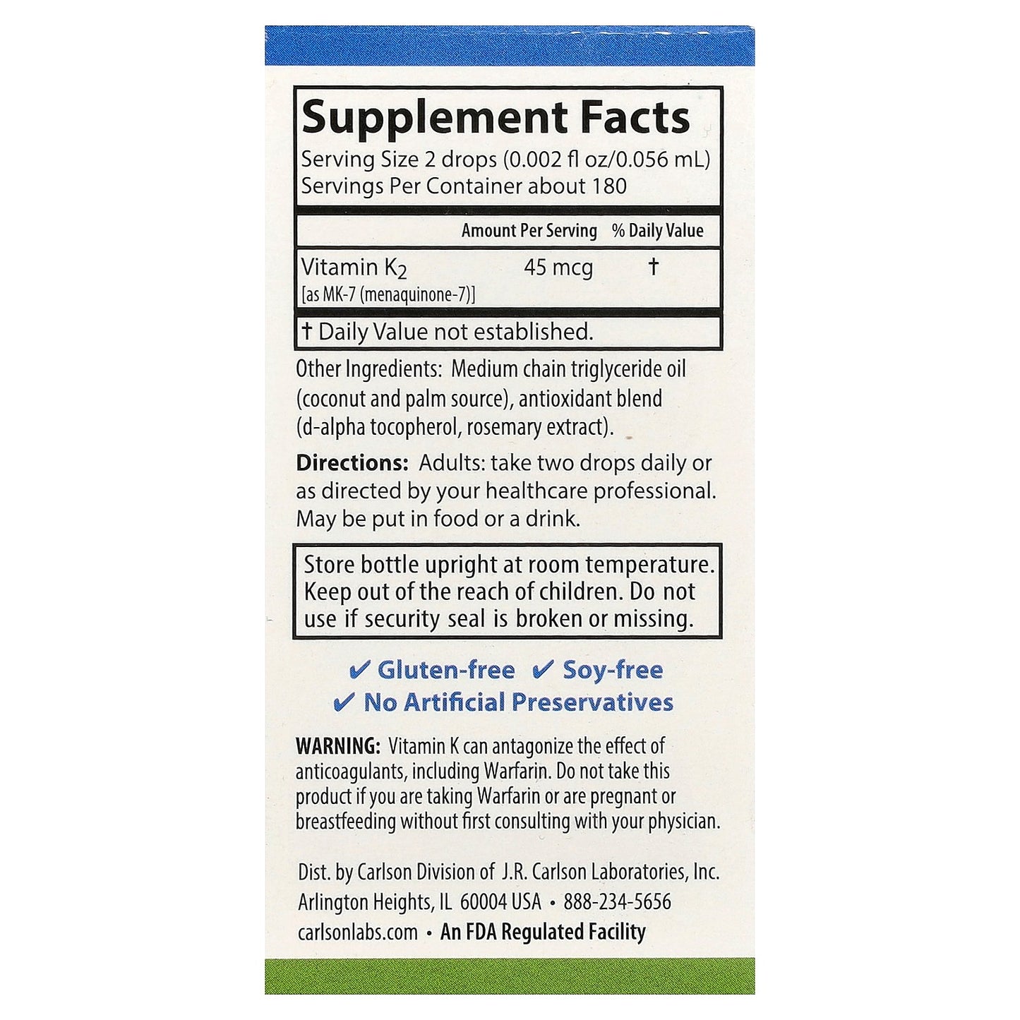 Carlson, Super Daily® K2, 0.34 fl oz (10.16 ml)