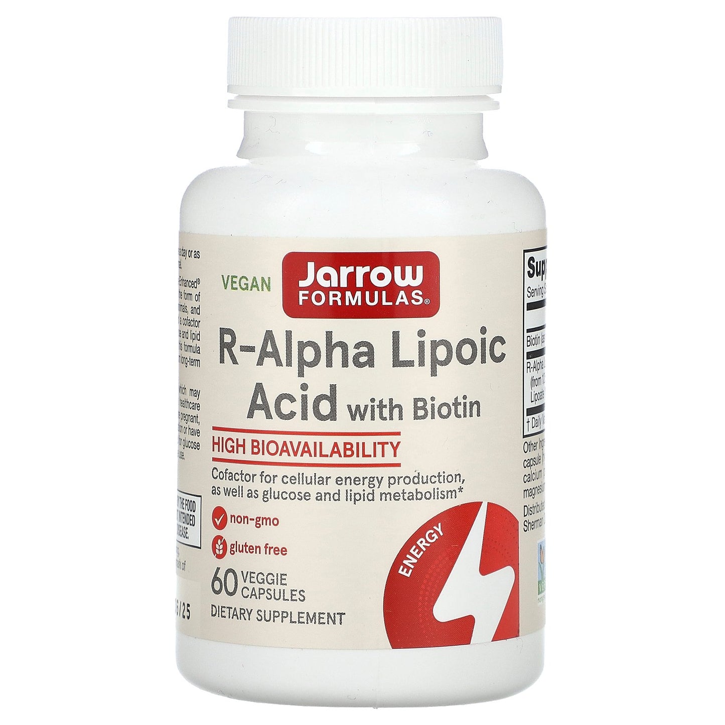 Jarrow Formulas, R-Alpha Lipoic Acid with Biotin, 60 Veggie Capsules