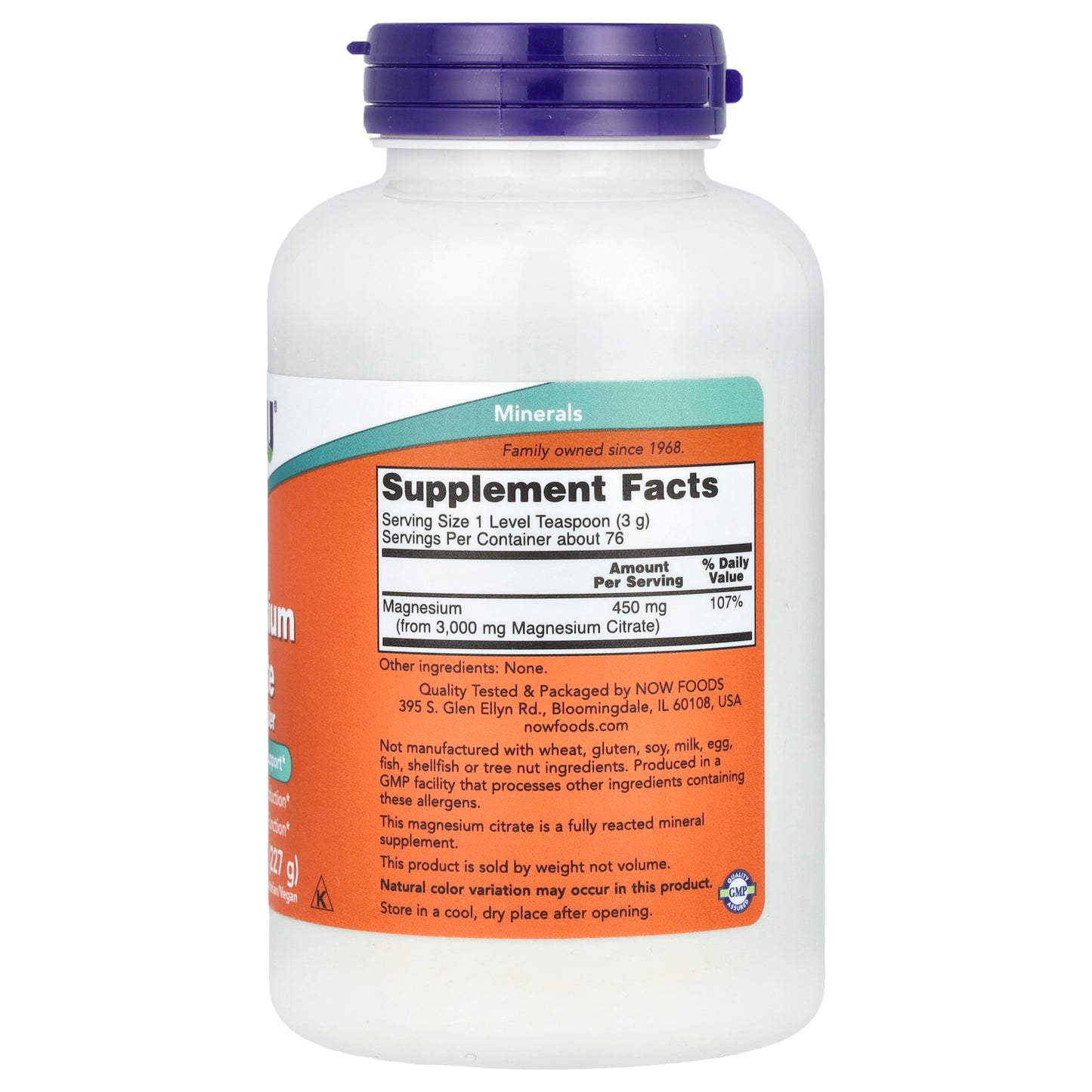 NOW Foods, Magnesium Citrate Pure Powder, 8 oz (227 g)