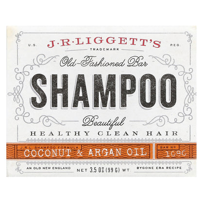 J.R. Liggett's, Old Fashioned Shampoo Bar, Coconut & Argan Oil, 3.5 oz (99 g)