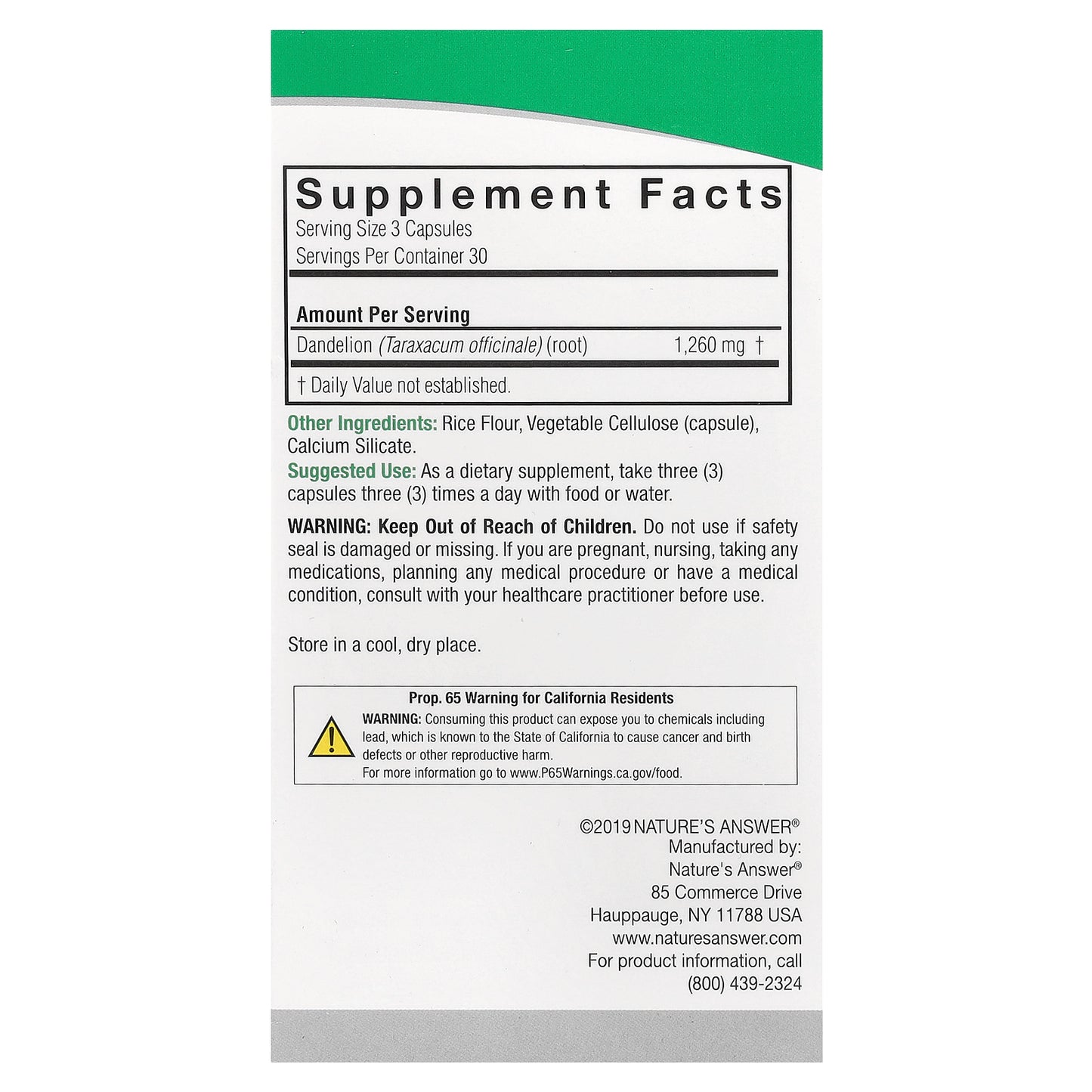 Nature's Answer, Dandelion, 90 Vegetarian Capsules (420 mg per Capsule)