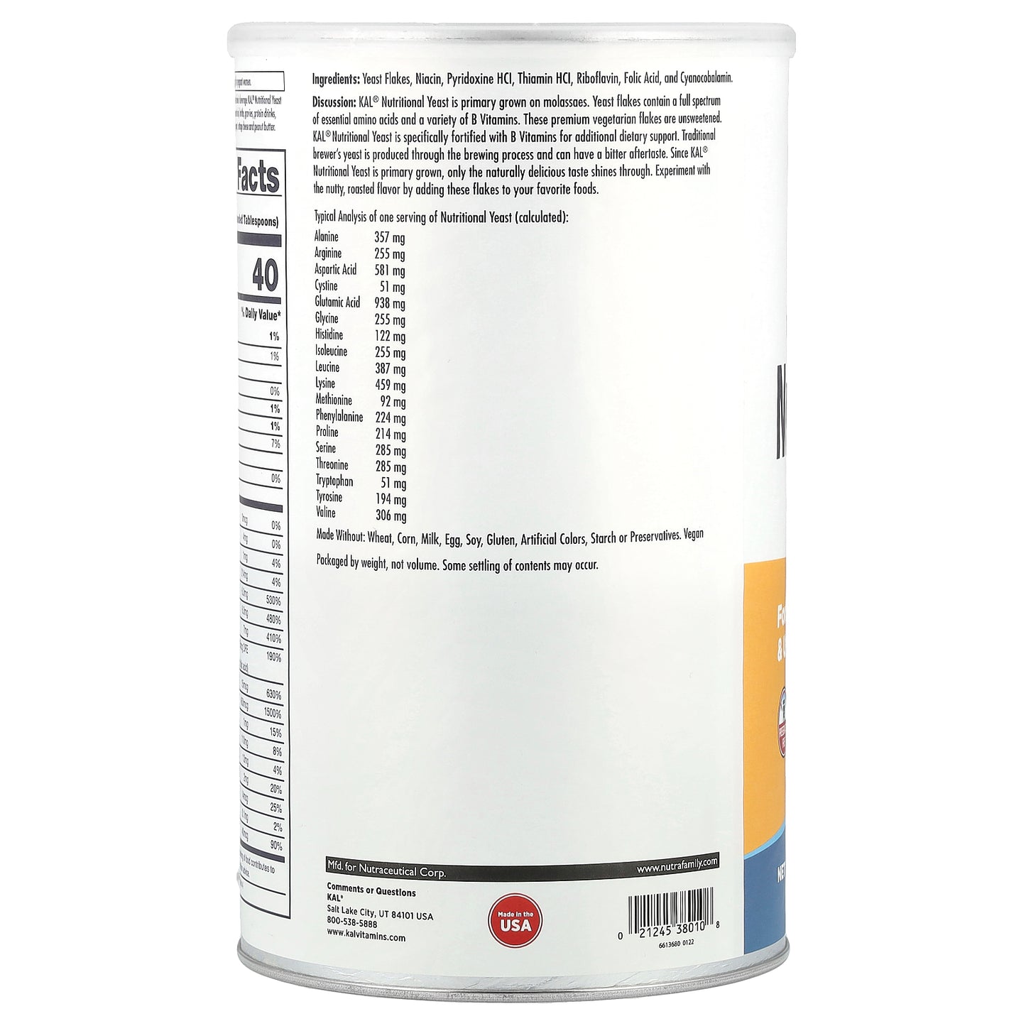 KAL, Nutritional Yeast Flakes, 22 oz (624 g)