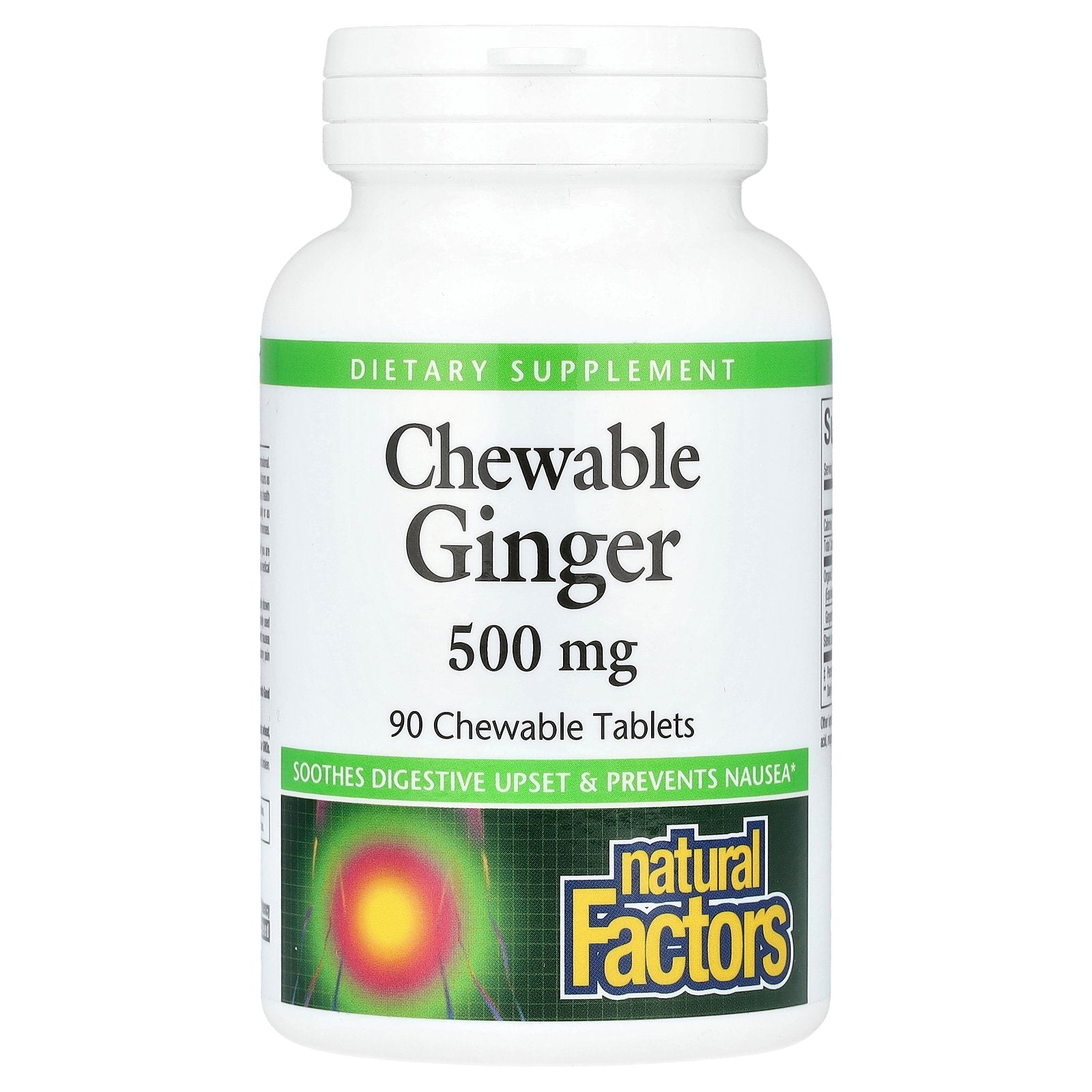 Natural Factors, Chewable Ginger, 500 mg, 90 Chewable Tablets