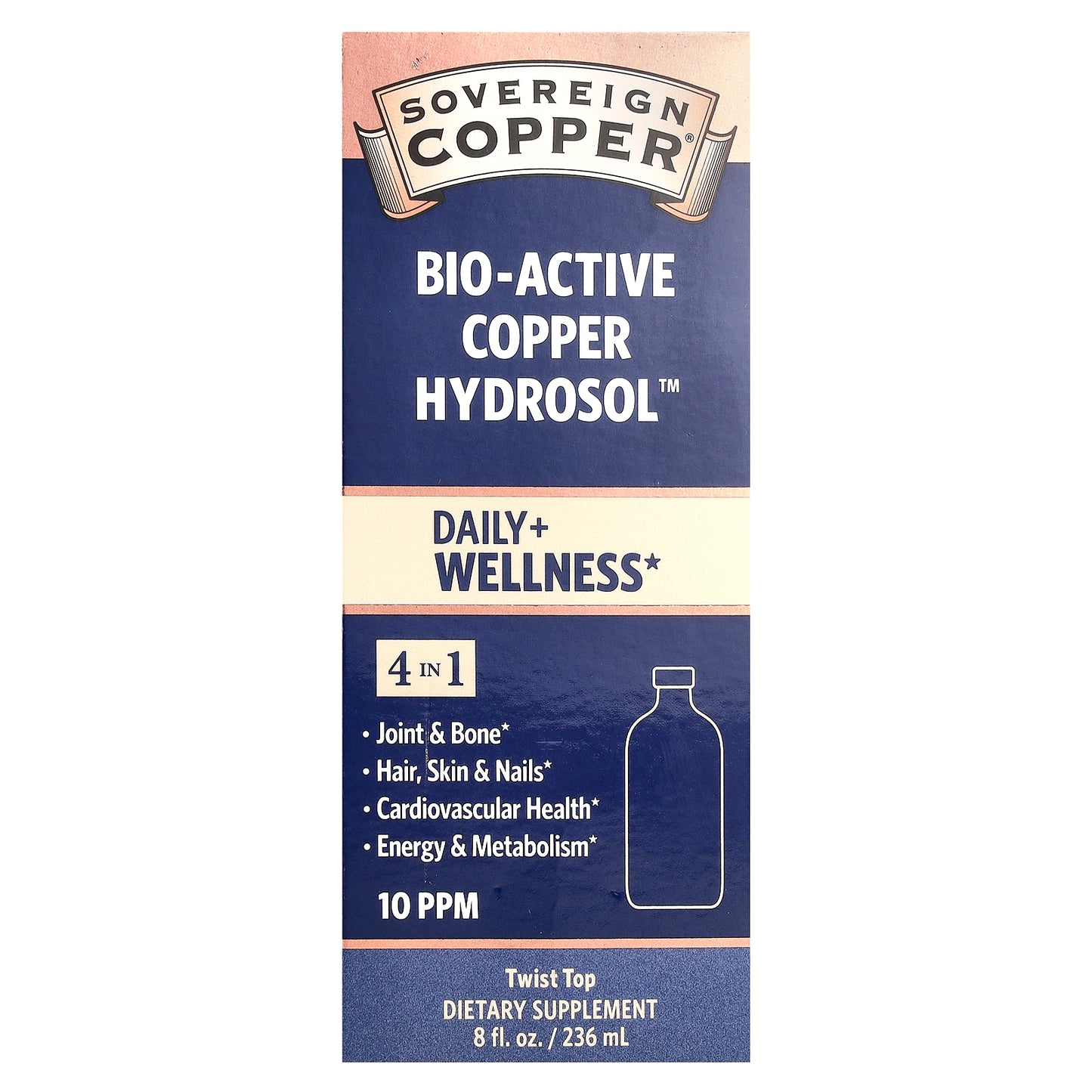 Sovereign Silver, Bio-Active Copper Hydrosol™, 10 PPM, 8 fl oz (236 ml)