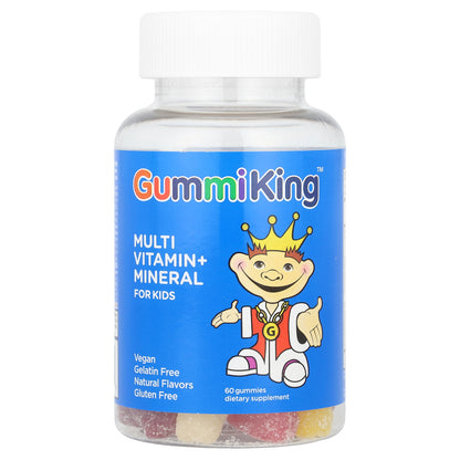 GummiKing, Multi Vitamin + Mineral Gummies for Kids, Strawberry, Orange, Lemon, Grape, Cherry and Grapefruit, 60 Gummies