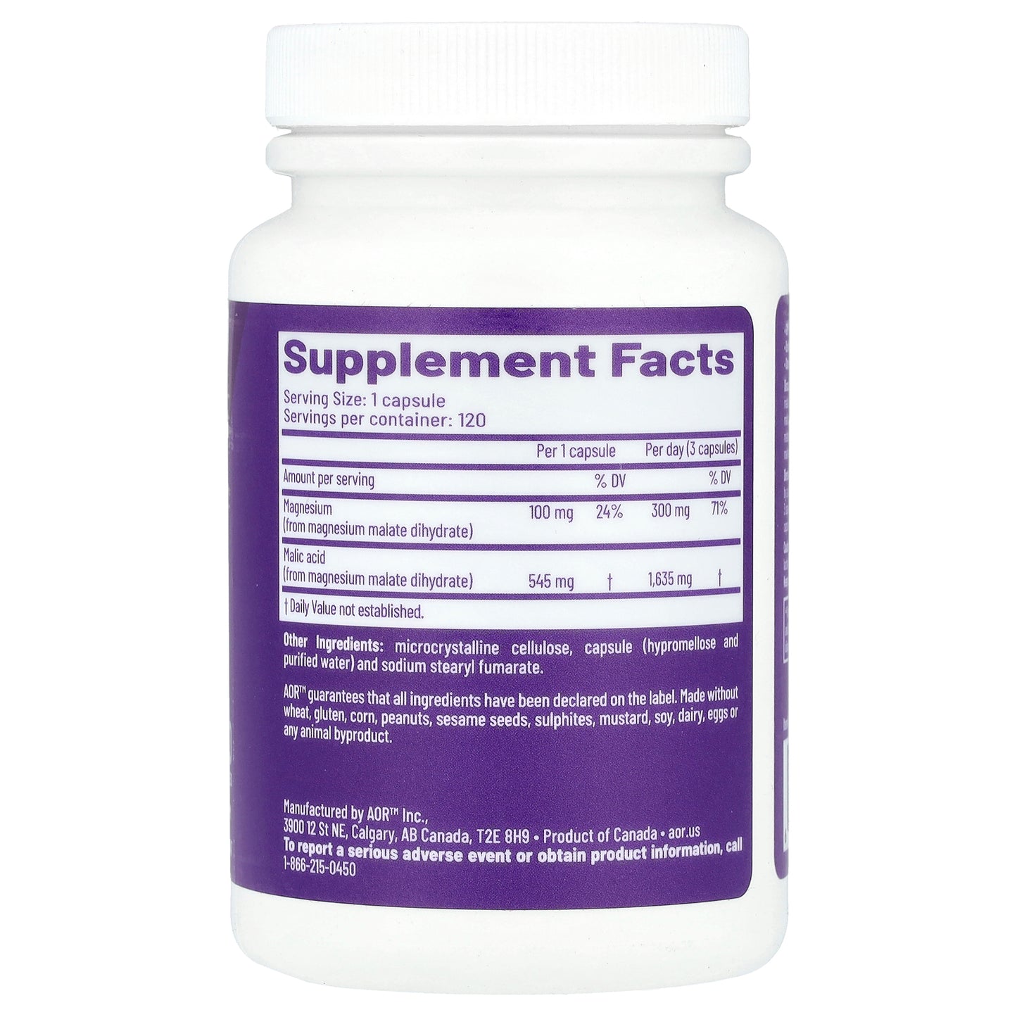 Advanced Orthomolecular Research AOR, Mag Malate Renew™, 120 Capsules