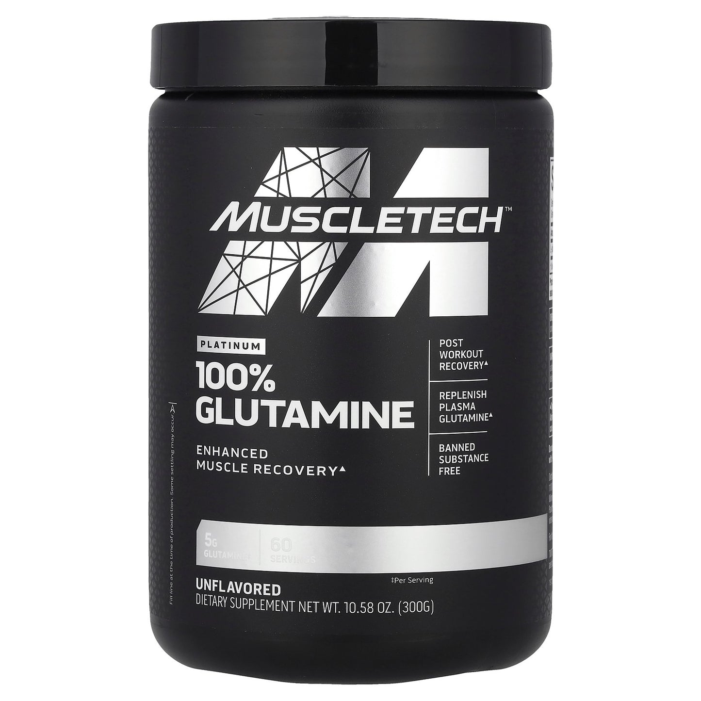 MuscleTech, Platinum 100% Glutamine, Unflavored, 10.58 oz (300 g)