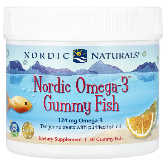 Nordic Naturals, Nordic Omega-3 Gummy Fish, Tangerine Treats, 124 mg, 30 Gummy Fish