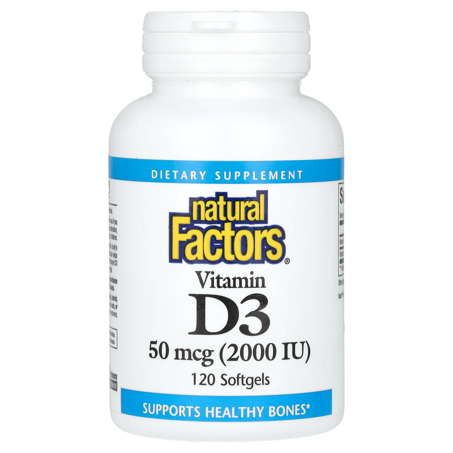 Natural Factors, Vitamin D3, 50 mcg (2,000 IU), 120 Softgels