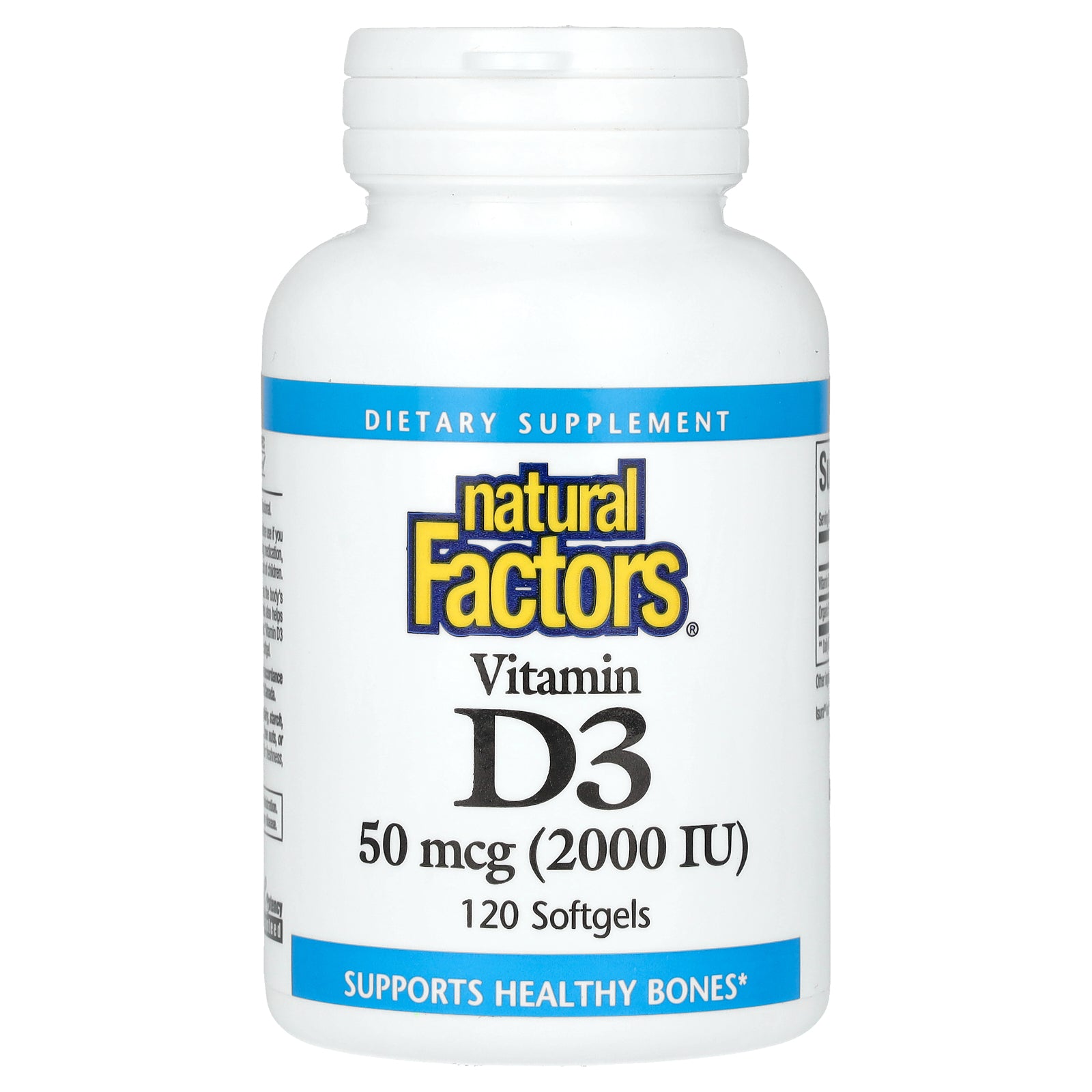 Natural Factors, Vitamin D3, 50 mcg (2,000 IU), 120 Softgels