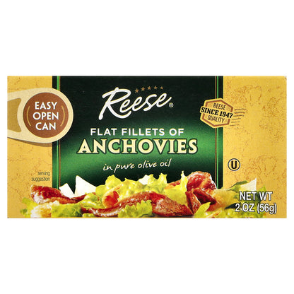 Reese, Flat Fillets of Anchovies in Pure Olive Oil, 2 oz (56 g)