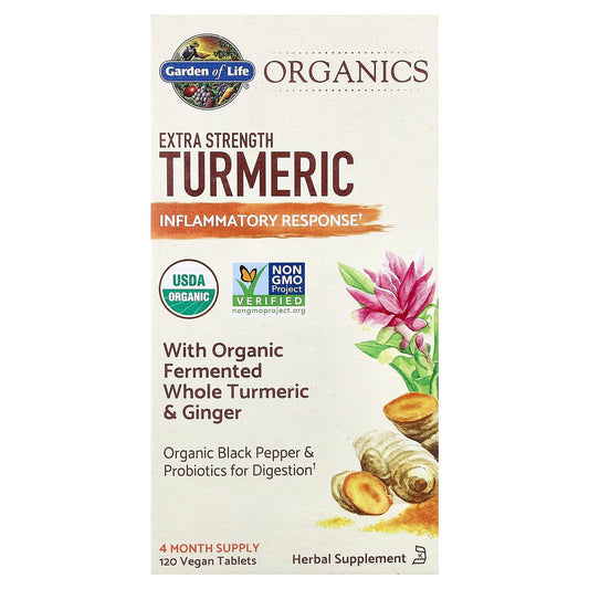 Garden of Life, Organics, Turmeric, Inflammatory Response, 120 Vegan Tablets