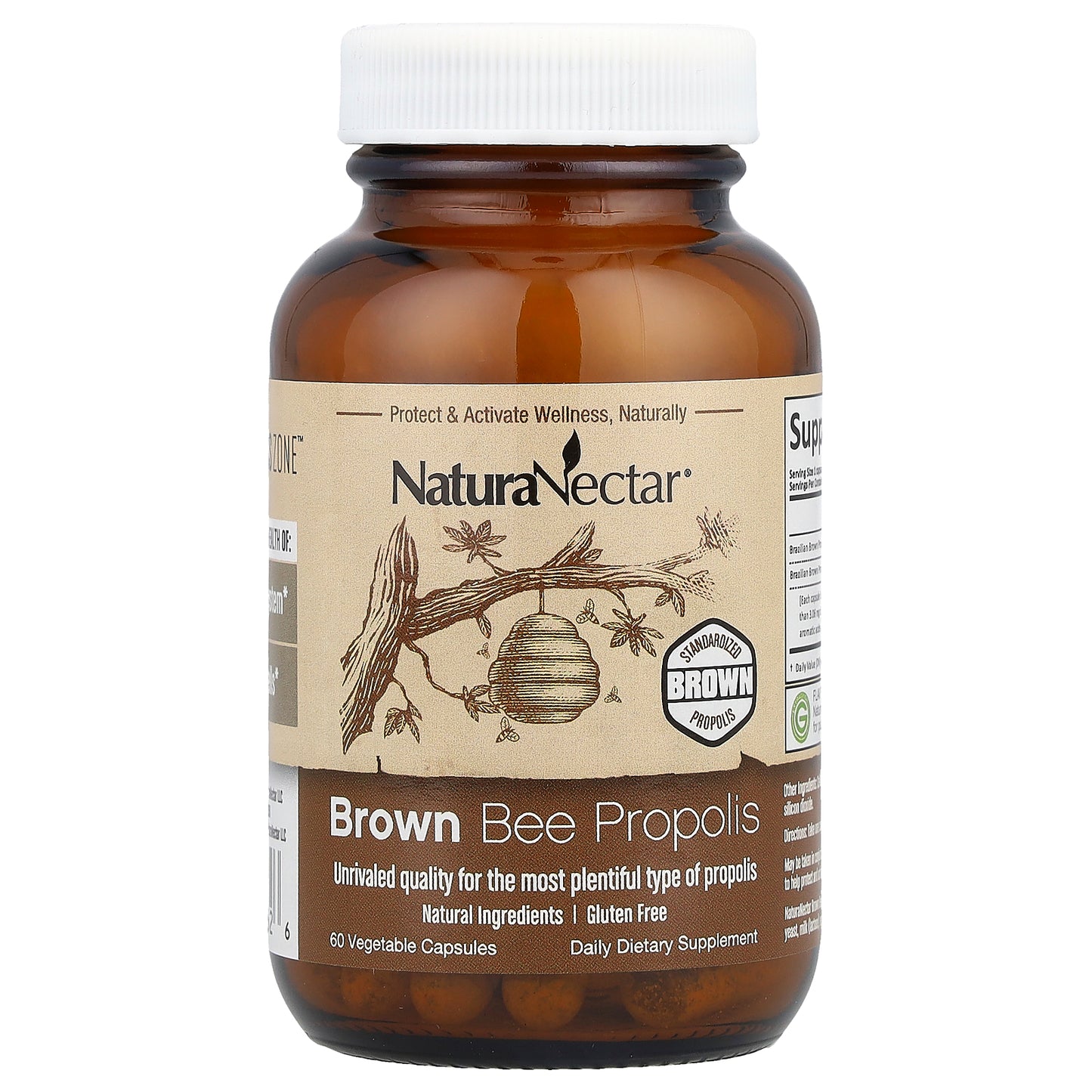 NaturaNectar, Brown Bee Propolis, 60 Vegetable Capsules