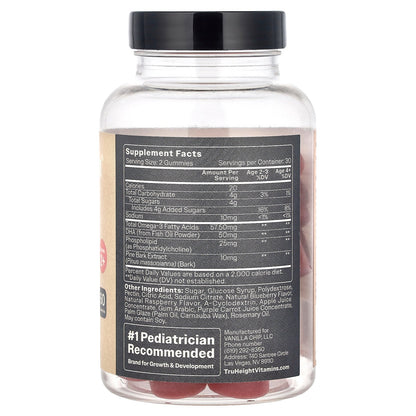 TruHeight, Kids, Brain Growth Gummies, For Kids 2+, Mixed Berry , 60 Gummies