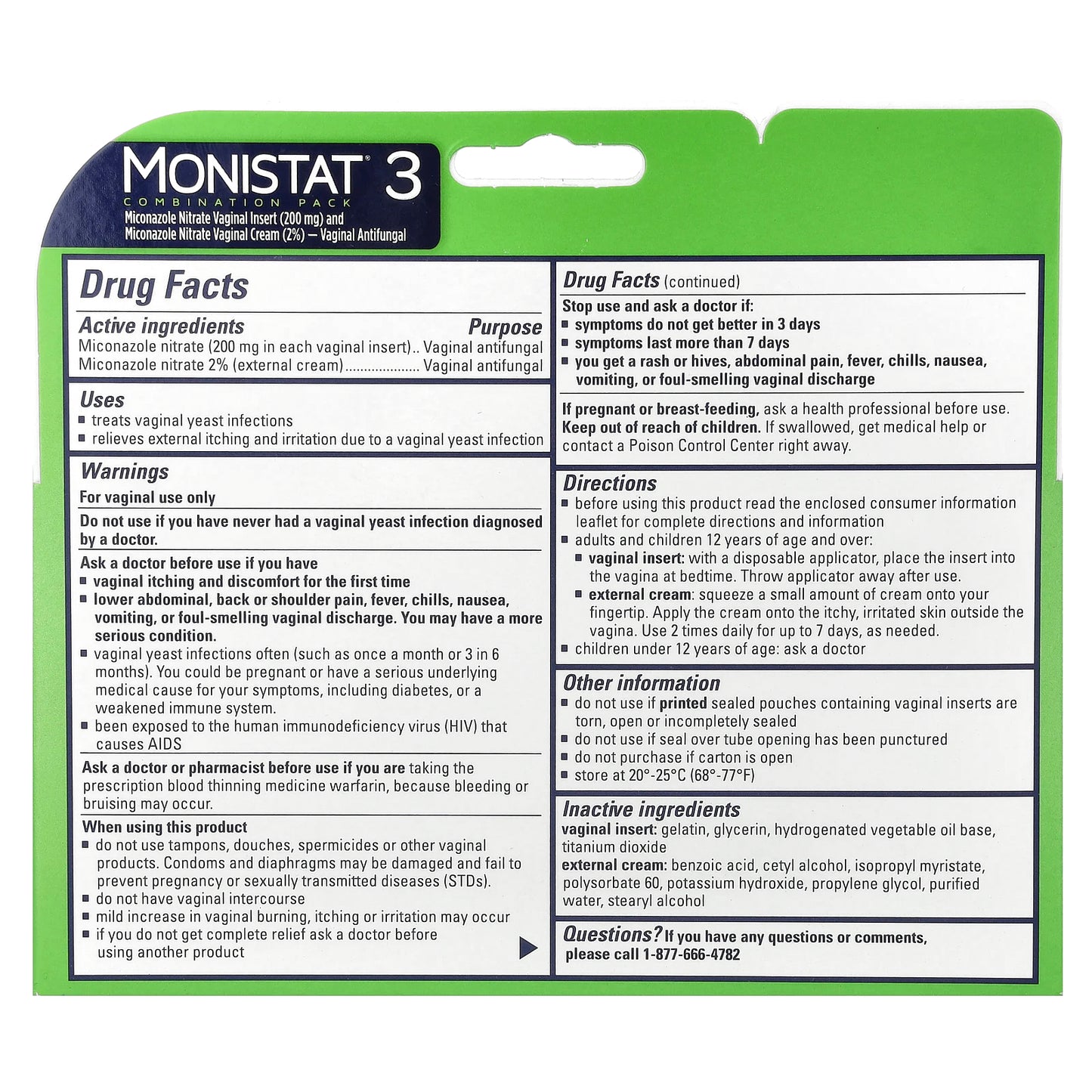 Monistat, 3-Day Treatment Combination Pack, 3 Ovule® Inserts, 2.5 g Each + 0.32 oz (9 g) Tube