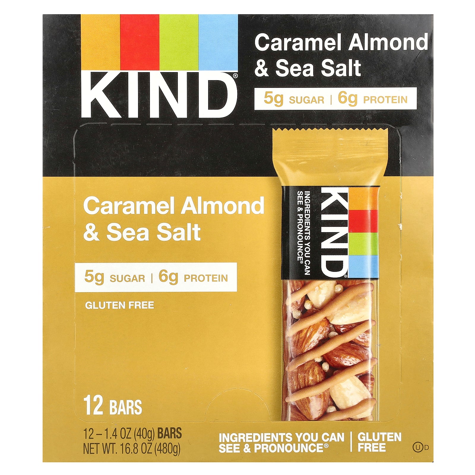 KIND Bars, Caramel Almond & Sea Salt, 12 Bars, 1.4 oz (40 g) Each
