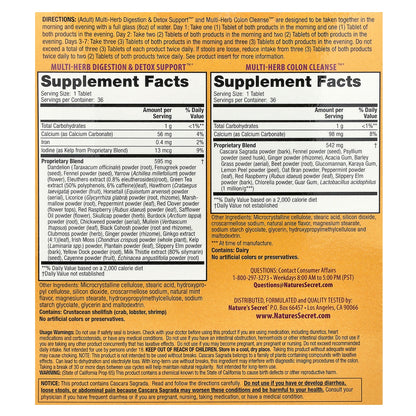 Nature's Secret, 7-Day Ultimate Cleanse, 2-Part Total-Body Cleanse, 2 Bottles, 36 Tablets Each