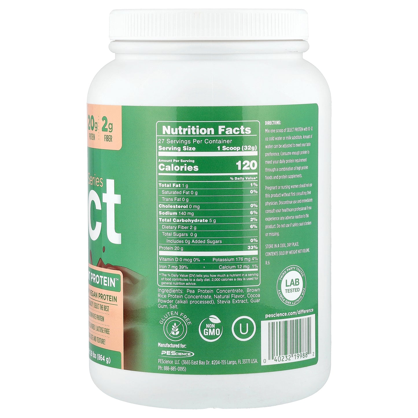 PEScience, Vegan Series, Select Plant Protein™, Chocolate Bliss, 1.9 lbs (864 g)