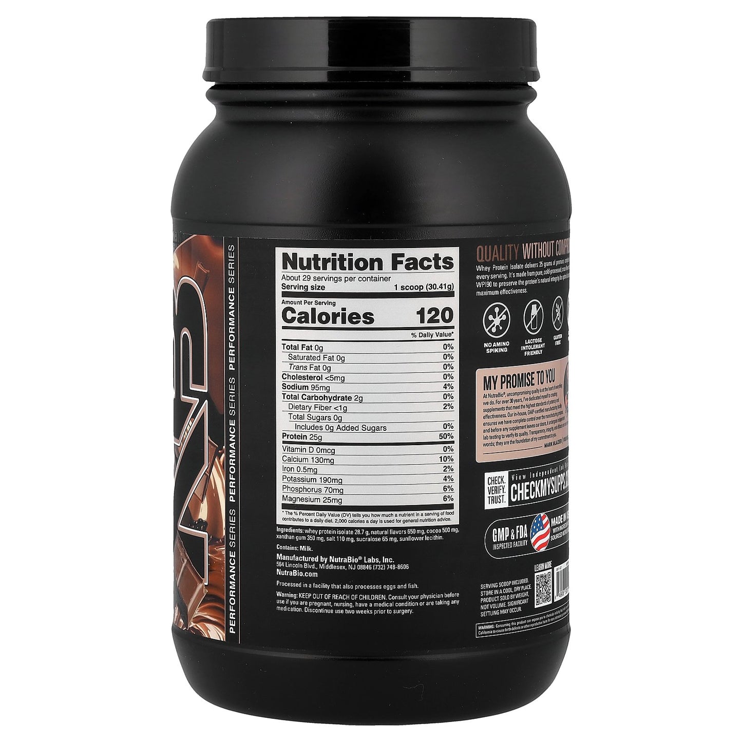 NutraBio, Whey Protein Isolate, Dutch Chocolate, 2 lb (907 g)