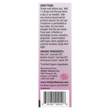 Wally's Natural, Organic Ear Oil Drops, 1 fl oz (30 ml)