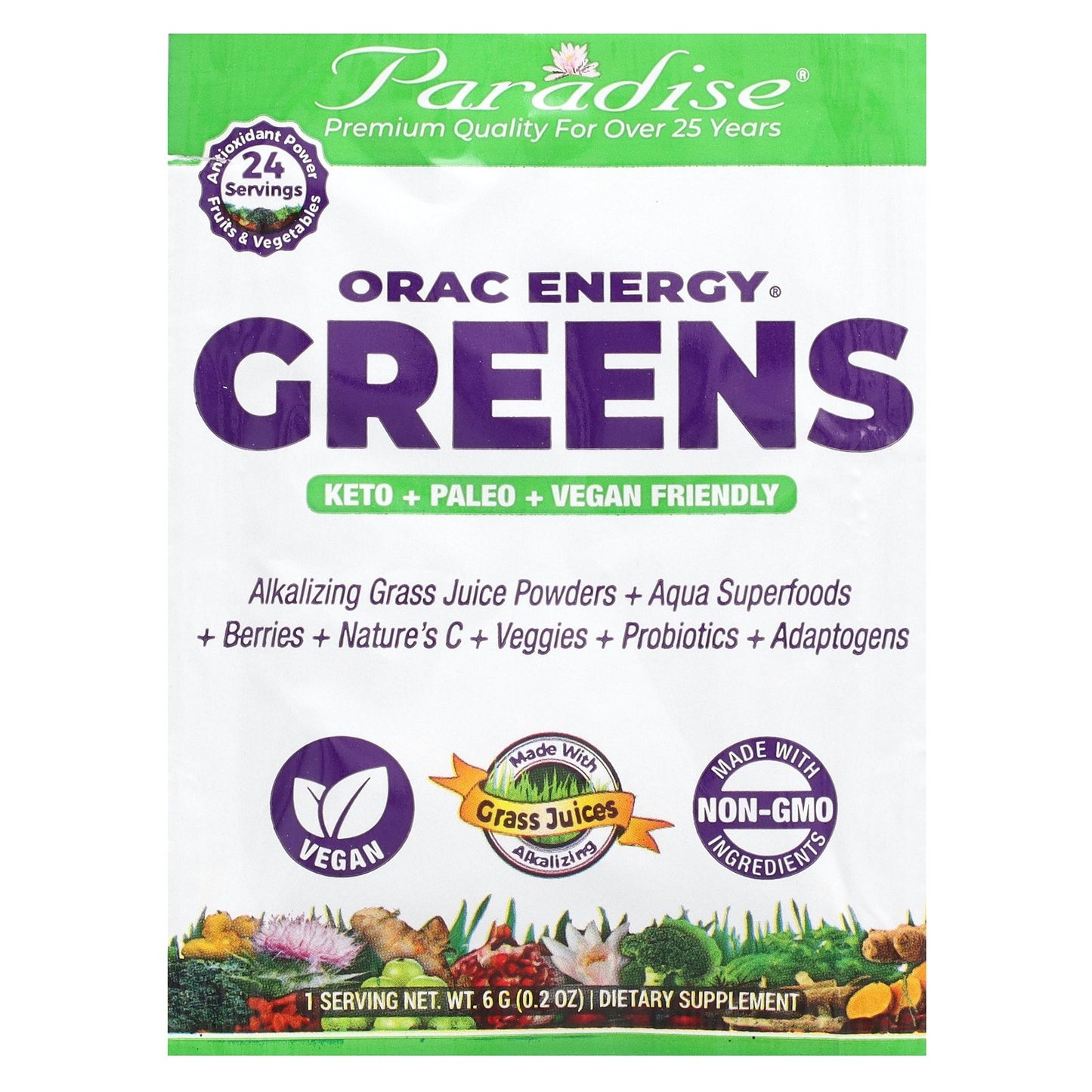 Paradise Herbs, ORAC Energy Greens, 15 Packets, 0.2 oz (6 g) Each