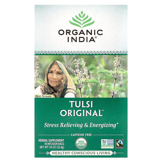 Organic India, Tulsi Original Tea, Caffeine-Free, 18 Infusion Bags, 1.14 oz (32.4 g)