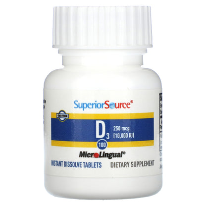 Superior Source, D3, 250 mcg (10,000 IU), 100 MicroLingual Instant Dissolve Tablets
