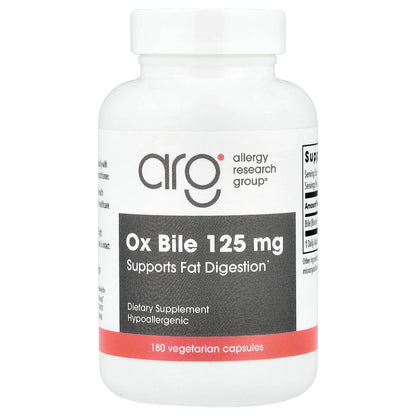 Allergy Research Group, Ox Bile, 125 mg, 180 Vegetarian Capsules