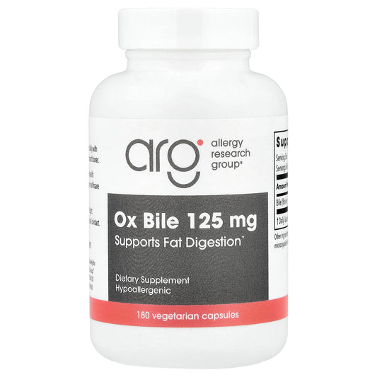 Allergy Research Group, Ox Bile, 125 mg, 180 Vegetarian Capsules